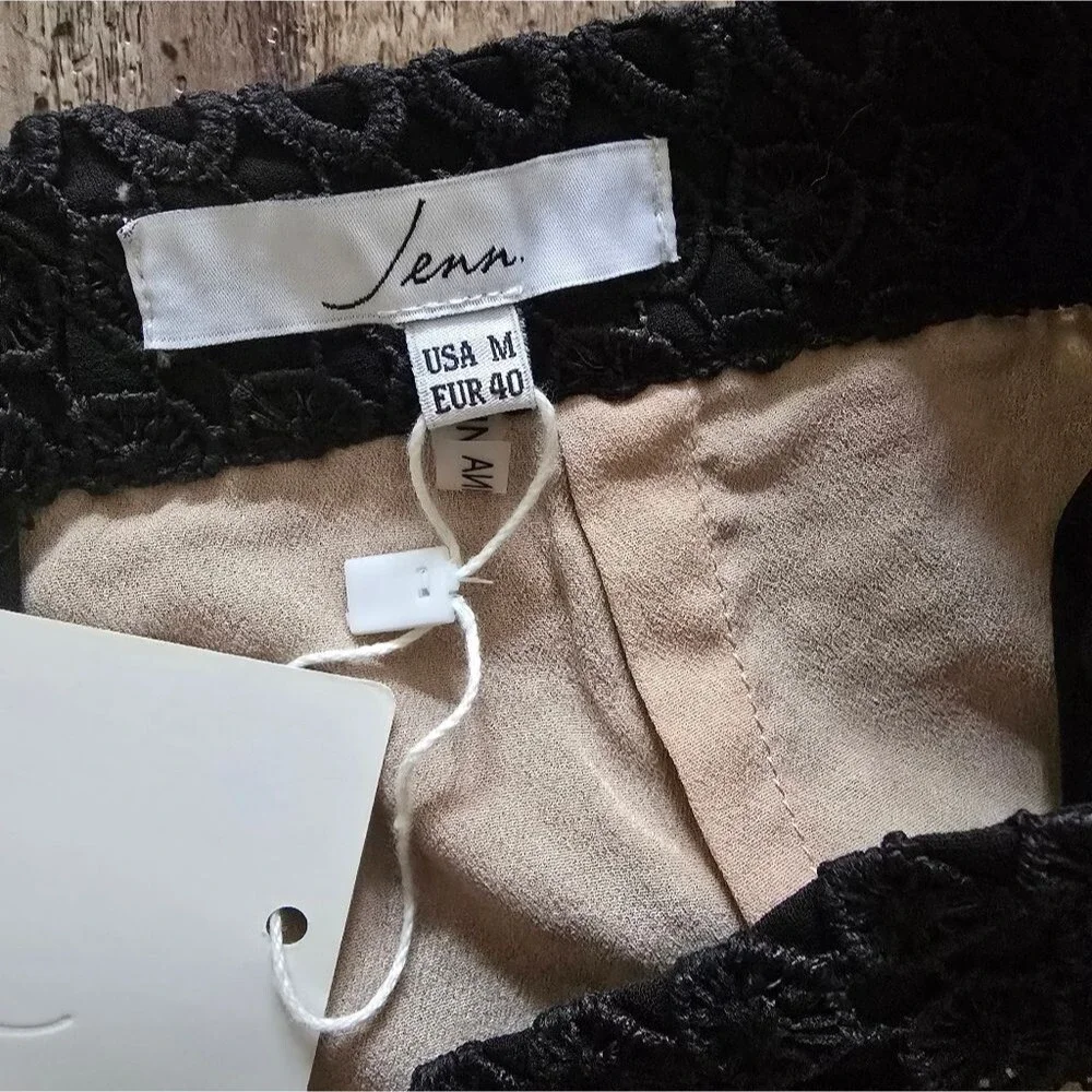 Black Lace Pencil Skirt | Nude Lined | Floral Scalloped Hem | Jenn M | Cocktail